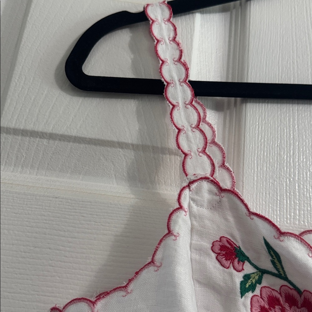NWT J. Crew White Tank Top with Pink Floral Embroidery size 8 - Picture 6 of 12